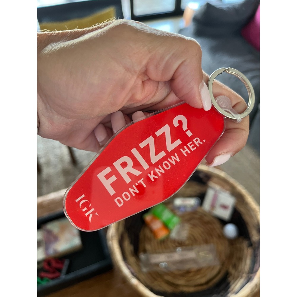 IGK Hair Frizz Don't Know Her Red Motel Keychain Retro Aesthetic Accessory Fob